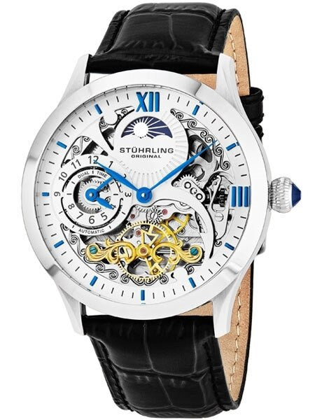 Stuhrling Special Reserve Automatic Dual Time Watch with Blue Hands and Markers #571.33152