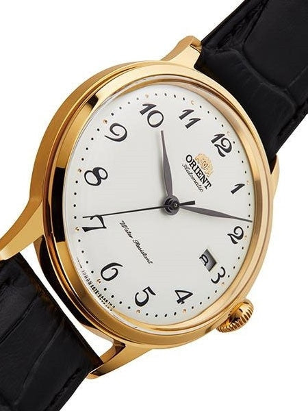 Orient Bambino 5th-Gen Automatic Dress Watch with White Dial, Arabic Numerals #RA-AC0002S10A