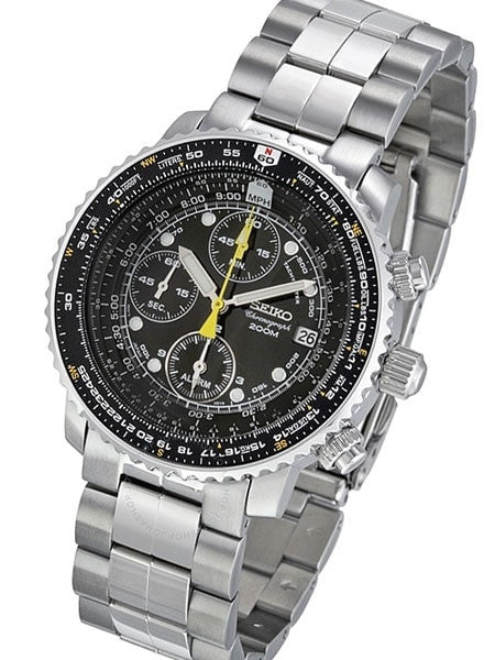 Scratch and Dent - Seiko SND991 Quartz Flightmaster Chronograph Watch with Alarm Function
