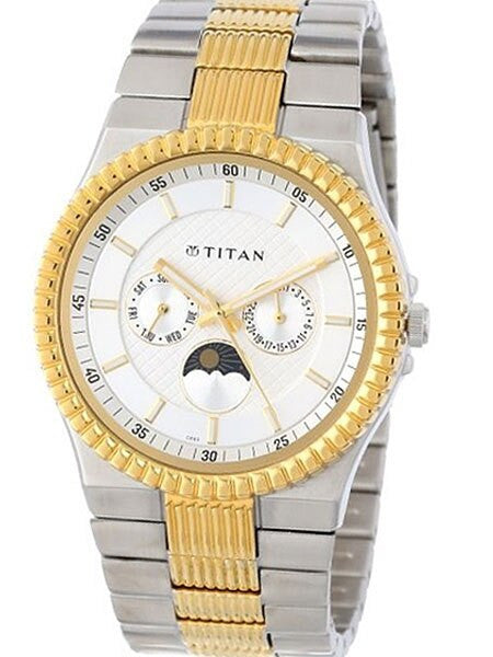Titan Two-tone Tycoon Quartz Dress Watch with Day, Date and Moonphase #1532BM01