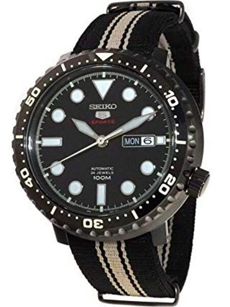 Seiko 5 Sports Automatic 24-Jewel Bottle-Cap Watch with Black PVD Case #SRPC67K1