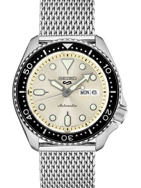 Seiko 5 Sports 24-Jewel Automatic Watch with Sunburst Dial and Mesh Bracelet #SRPE75