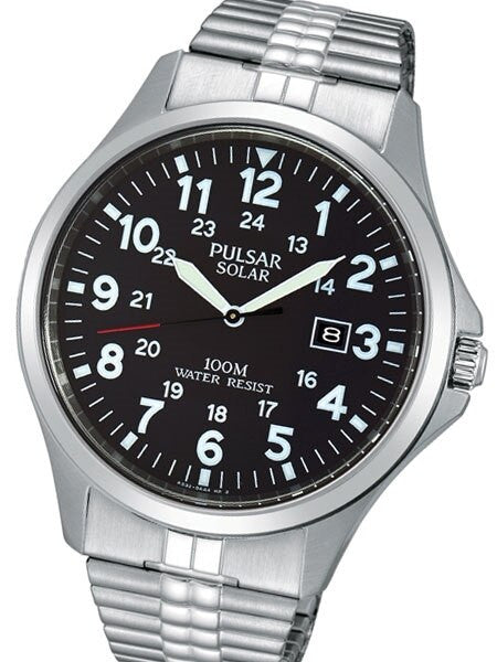 Pulsar Solar Powered Quartz Aviator Style Watch with 42mm Case #PX3069