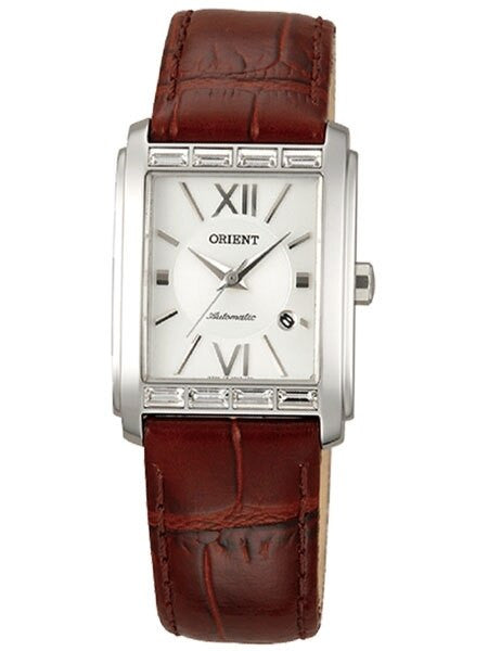 Orient Romance Women's Automatic Dress Watch with Curved Crystal and CZ Baguettes on the Bezel #ENRAP002W