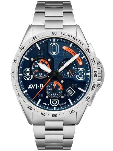 AVI-8 Silver Oak Blakeslee Pilot Chronograph Watch #AV-4077-22