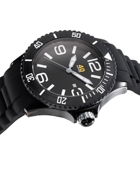 40Nine Black Plastic 41.5mm Case with Black Silicone Rubber Strap #40NINE03-BLACK3