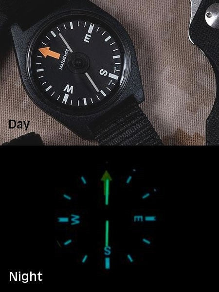 Marathon Wrist Compass with Black Dial and Luminescent MaraGlo Paint #CO194001
