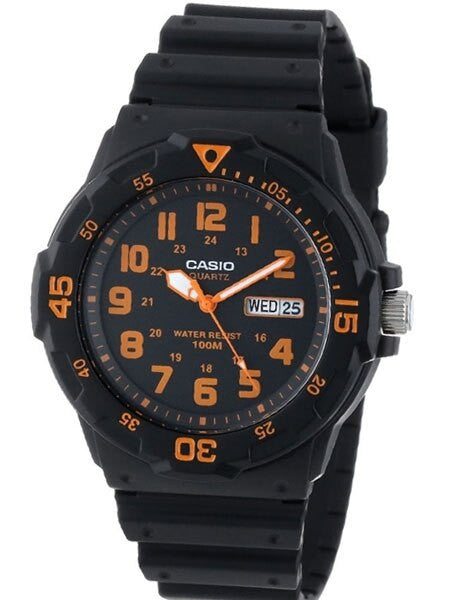 Casio Black Resin Quartz Analog Diver-Style Watch with Rotating Bezel #MRW-200H-4B
