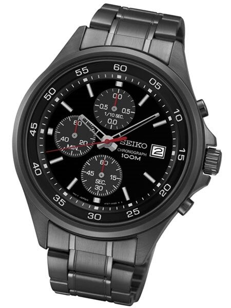 Seiko Black Ion Chronograph with Sixty-Minute Stopwatch #SKS493