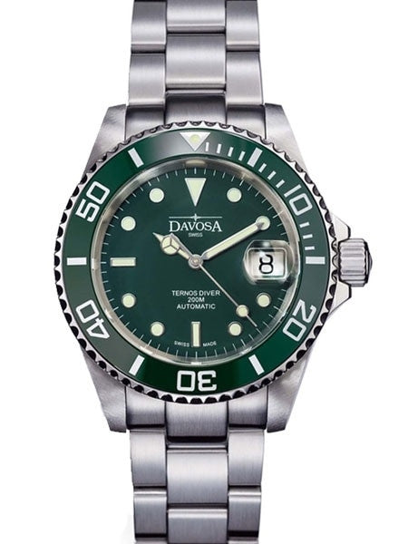 Davosa Ternos Swiss Automatic 200 Meter Dive Watch with Green Dial #16155570