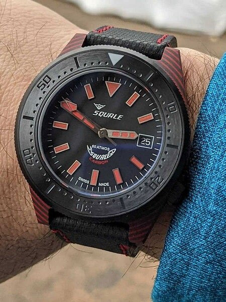 Squale 600 Meter Swiss Made Automatic Dive Watch with 42mm Carbon Fiber Case  #T183R
