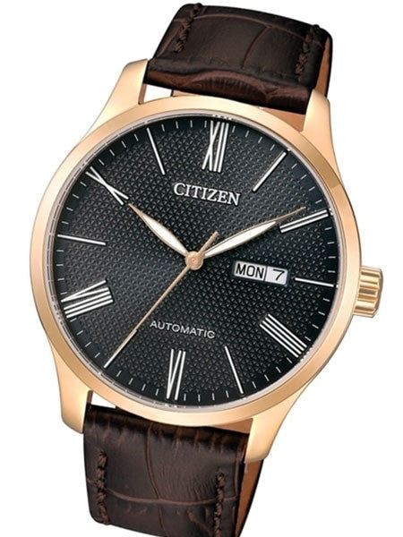 Citizen Automatic Watch with Rose Goldtone Case, Black Textured