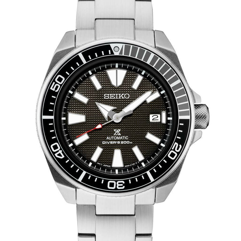 Seiko Samurai Prospex Automatic Dive Watch with Black Dial and Stainless Steel Bracelet #SRPF03