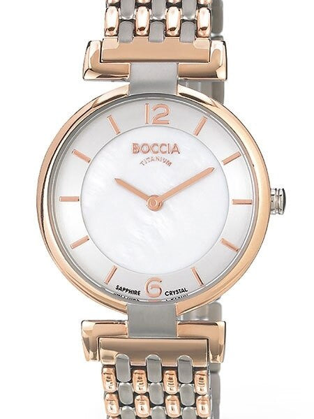 Boccia Ladies Quartz Watch with Two-Tone Titanium Case and Bracelet  #3238-05