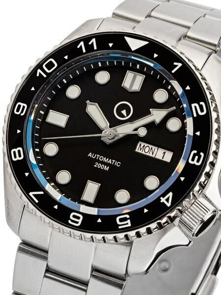 Scratch and Dent- Islander Automatic Dive Watch with AR Sapphire Crystal, Dual-Time Luminous Ceramic Bezel #ISL-01