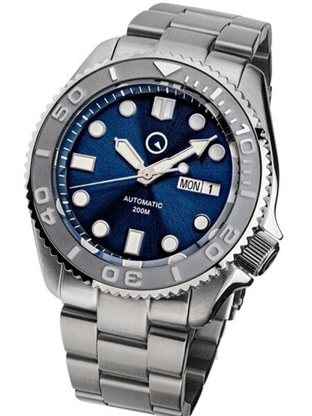 Islander Automatic Dive Watch with Bracelet, Double-Domed AR Sapphire Crystal, and Embossed Ceramic Bezel Insert #ISL-18