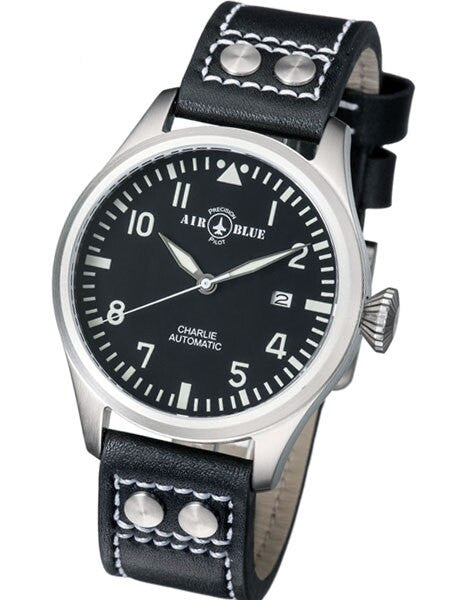 Air Blue Charlie Automatic Pilot Watch with 44mm Case, Sapphire Crystal #CHARLIEAUTOSSBLK