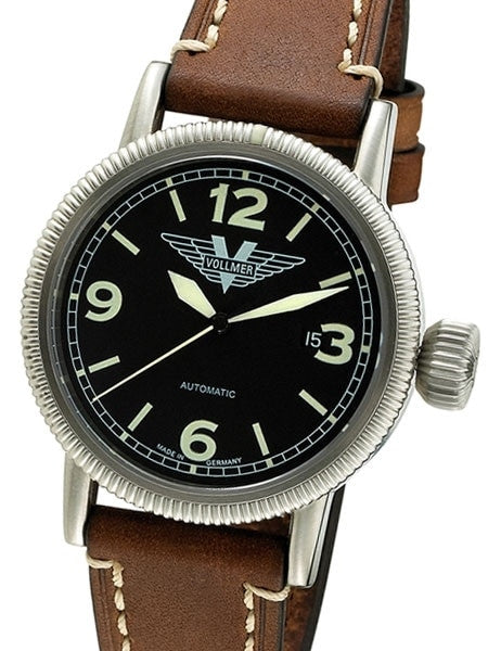 Vollmer W216 Winged Midnight Swiss Automatic with Sapphire Crystal, Hirsch Liberty Strap