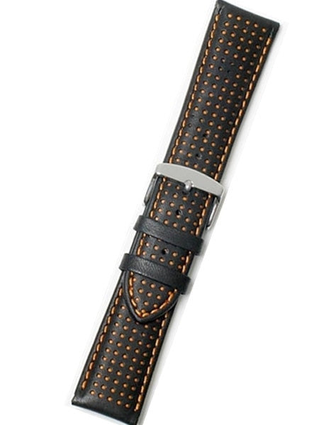 Perforated Padded Calfskin with Orange Holes & Orange Stitching #RBV-H-30-24