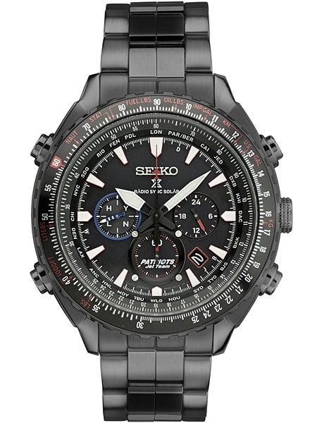 Seiko Prospex Radio Sync, Solar Powered, Chronograph, World Time Watch with Black Ion Case #SSG007