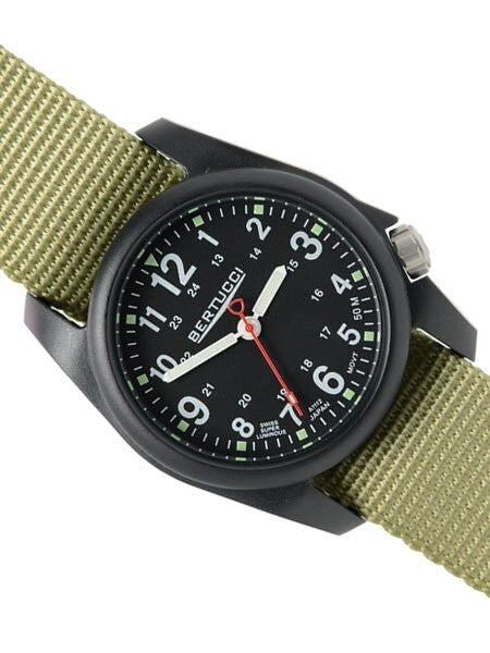 Bertucci DX3 Field Poly Resin Watch, Patrol Green?äó Nylon Strap, Black Dial - 11014