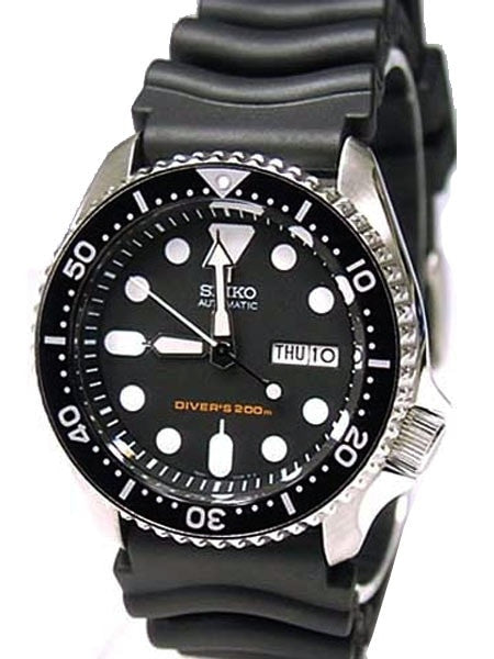 Seiko Automatic Dive Watch with Offset Crown and Rubber Dive Strap #SKX007K1