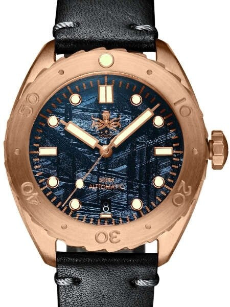 PHOIBOS Eagle Ray 500-Meter Swiss Automatic Dive Watch with Bronze Case, Blue Meteorite Dial #PY018E