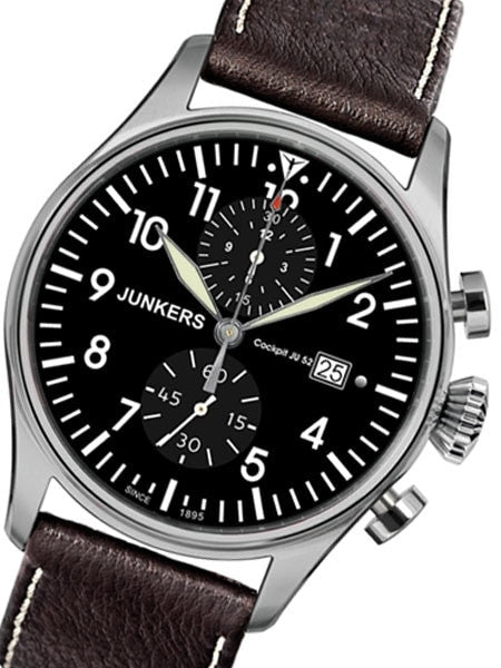 Junkers Cockpit JU52 Quartz Chronograph Watch, Sapphire Crystal #6178-2