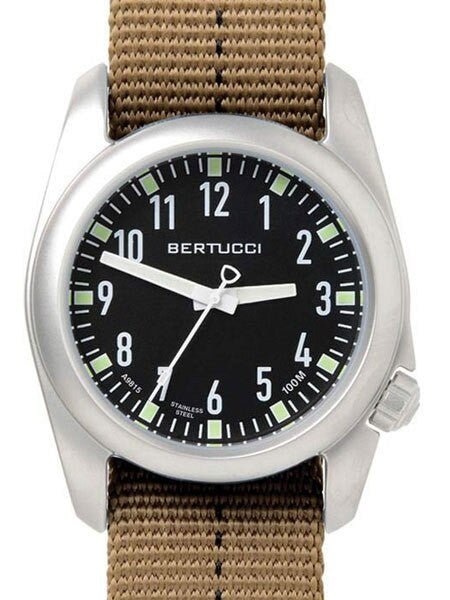 Bertucci Ventara Stainless Steel Field Watch with a DX3 Nylon Strap #11083
