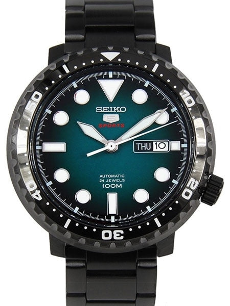 Seiko 5 Sports Automatic 24-Jewel Bottle-Cap Watch with Black PVD Case #SRPC65K1