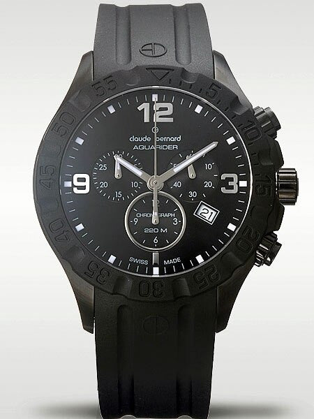 Claude Bernard Aquarider Black PVD Case Chronograph Dive Watch #10201-37N-NIN