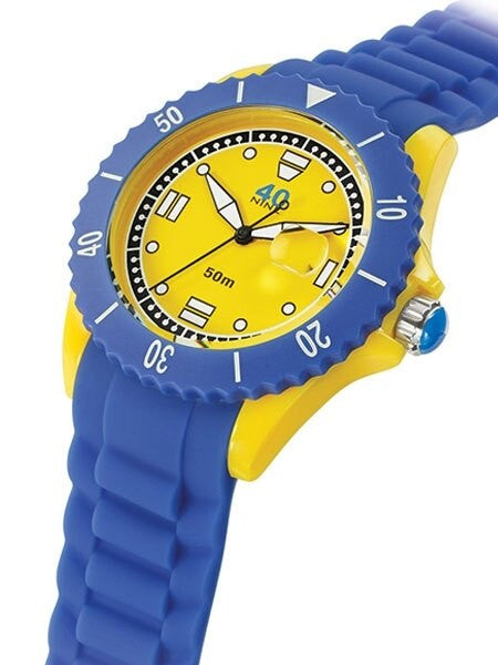 40Nine Yellow Plastic 40mm Case with Blue Silicone Rubber Strap #40NINE03-PERI10