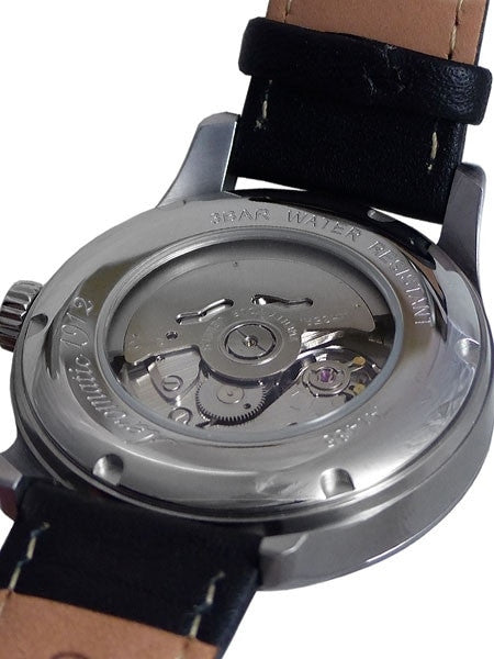 Aeromatic 1912 Retro Styled 24-Jewel Automatic Watch with Black Leather Strap #A1435A