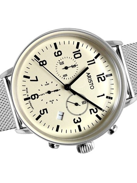 Aristo Bauhaus Swiss Quartz Chronograph Watch on Mesh Bracelet #4H160M