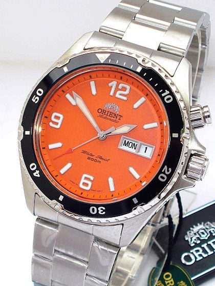 Orient Orange Dial Automatic Dive Watch on a Bracelet  #CEM65001M