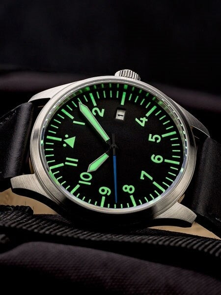 Islander Aviator Automatic Watch with Leather Strap and an Anti-Reflective Sapphire Crystal #ISL-45