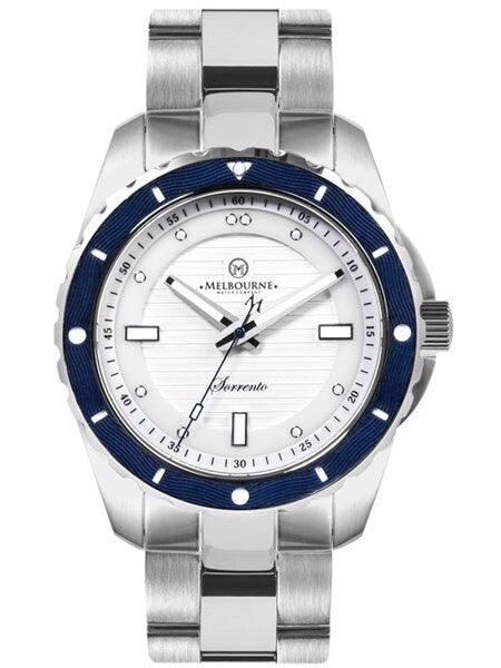 Melbourne Sorrento 200 Meter Automatic Dive Watch with White Dial, Blue Bezel #SO.42.A.3HN.03