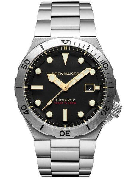 Spinnaker Boettger 300 Meter Hi-Beat Automatic Dive Watch with Stainless Steel Unique Black Dial #SP-5083-11