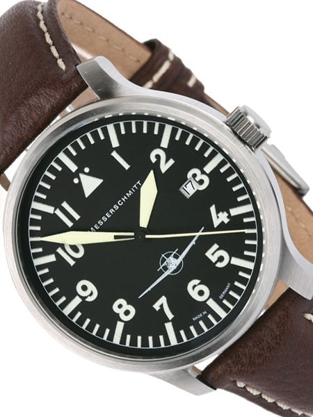 Messerschmitt Fliegeruhr Watch with Aviator Leather Strap #ME108-42B