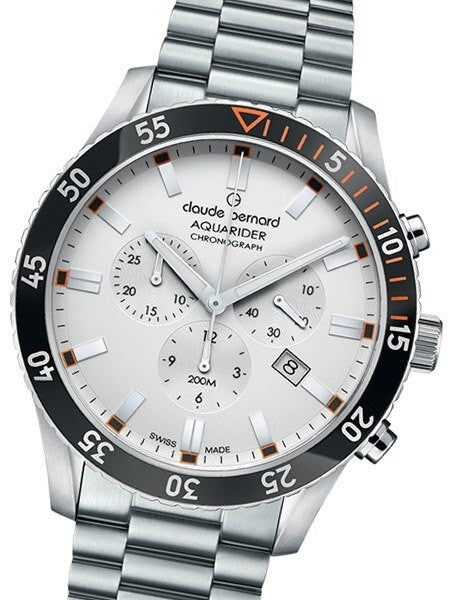 Claude Bernard Aquarider Silver Dial Chronograph Dive Watch #10223-3NOM-AO