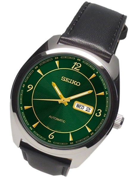 Seiko Recraft Series Automatic Watch with 43.5mm Case, Black Leather Strap #SNKN69