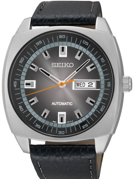 Seiko Recraft Series Automatic Watch with 43.5mm Case, Black Leather Strap #SNKN01