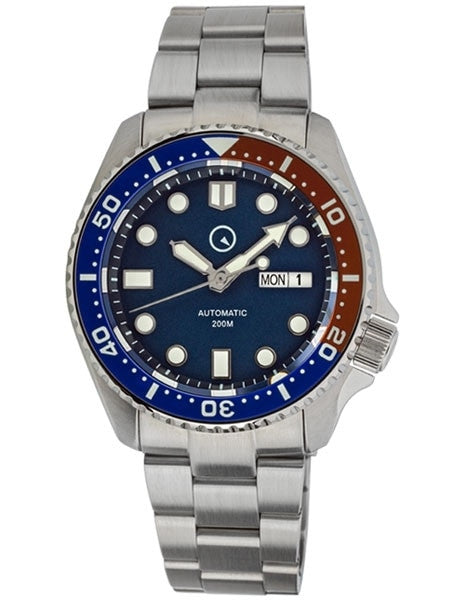 Islander Automatic Dive Watch with Solid-Link Bracelet, AR Sapphire Crystal, and Luminous Ceramic Bezel Insert #ISL-03
