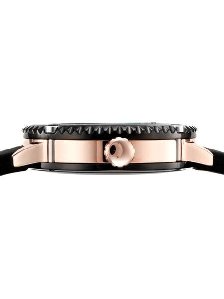 Rougois Goldtone Skeleton Automatic (self-winding) Watch with Black Bezel 3285M-RGB-2