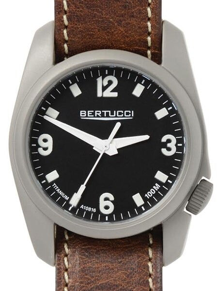 Bertucci A-1T Titanium 36mm Field Watch with Leather Strap #10303