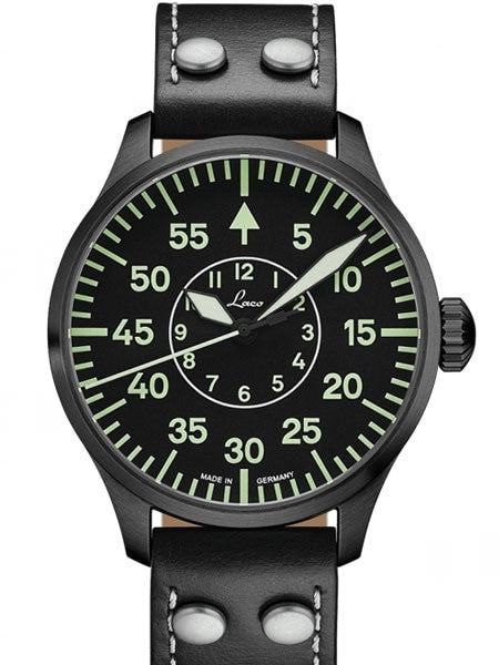 Laco Bielefeld Type B Dial Miyota Automatic Watch, Black Ion Case