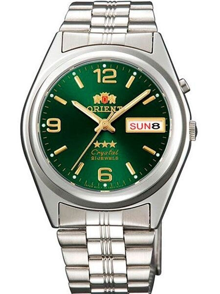 Orient Automatic Watch with Green Dial, Day-Date and SS Bracelet #EM6Q00FF