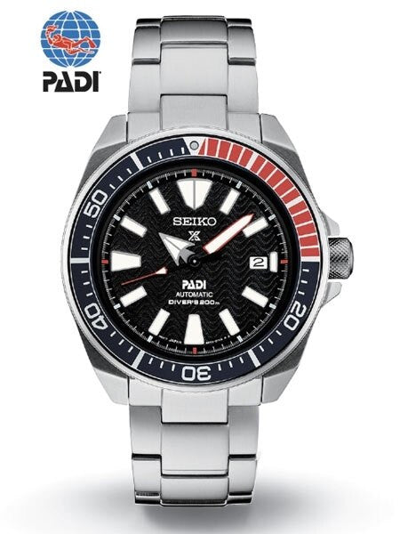 Seiko Samurai Prospex PADI Automatic Dive Watch with Stainless Steel Bracelet #SRPB99