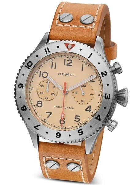 HEMEL 24 Meca-Quartz Chronograph Watch with GMT Bezel and Sapphire Crystal #HF4IV