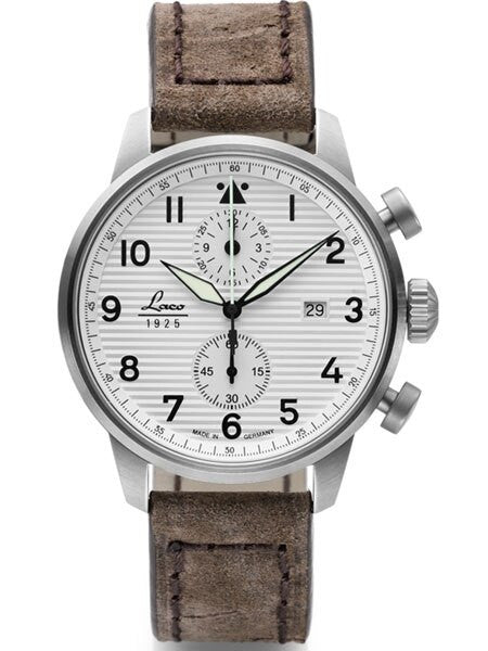 Laco Bern Two-Eye Chronograph Watch with 42mm Case and Corrugated Dial #861974